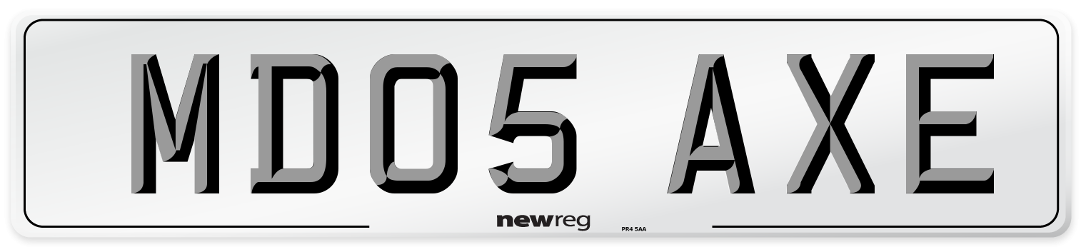 MD05 AXE Number Plate from New Reg
